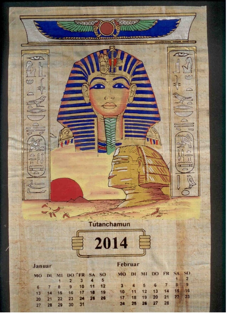 Papyrus-Kalender 2014 mit 6 Seiten 23x33cm original ägyptische Handarbeit bemalt  eBay