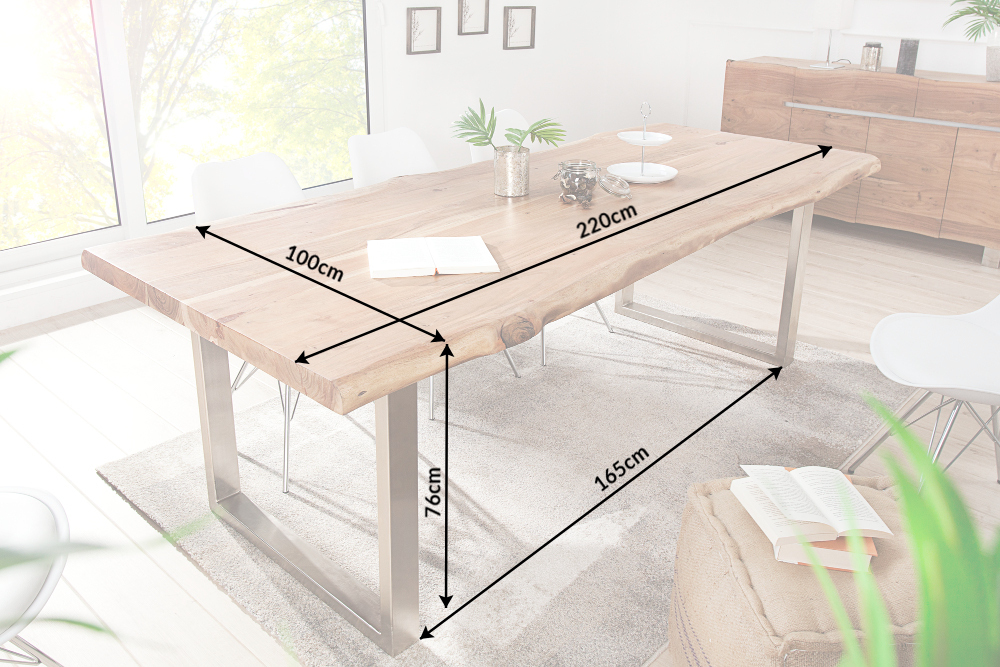 Massiver Baumstamm Tisch MAMMUT NATURE 3,5 & 6cm Akazie ...