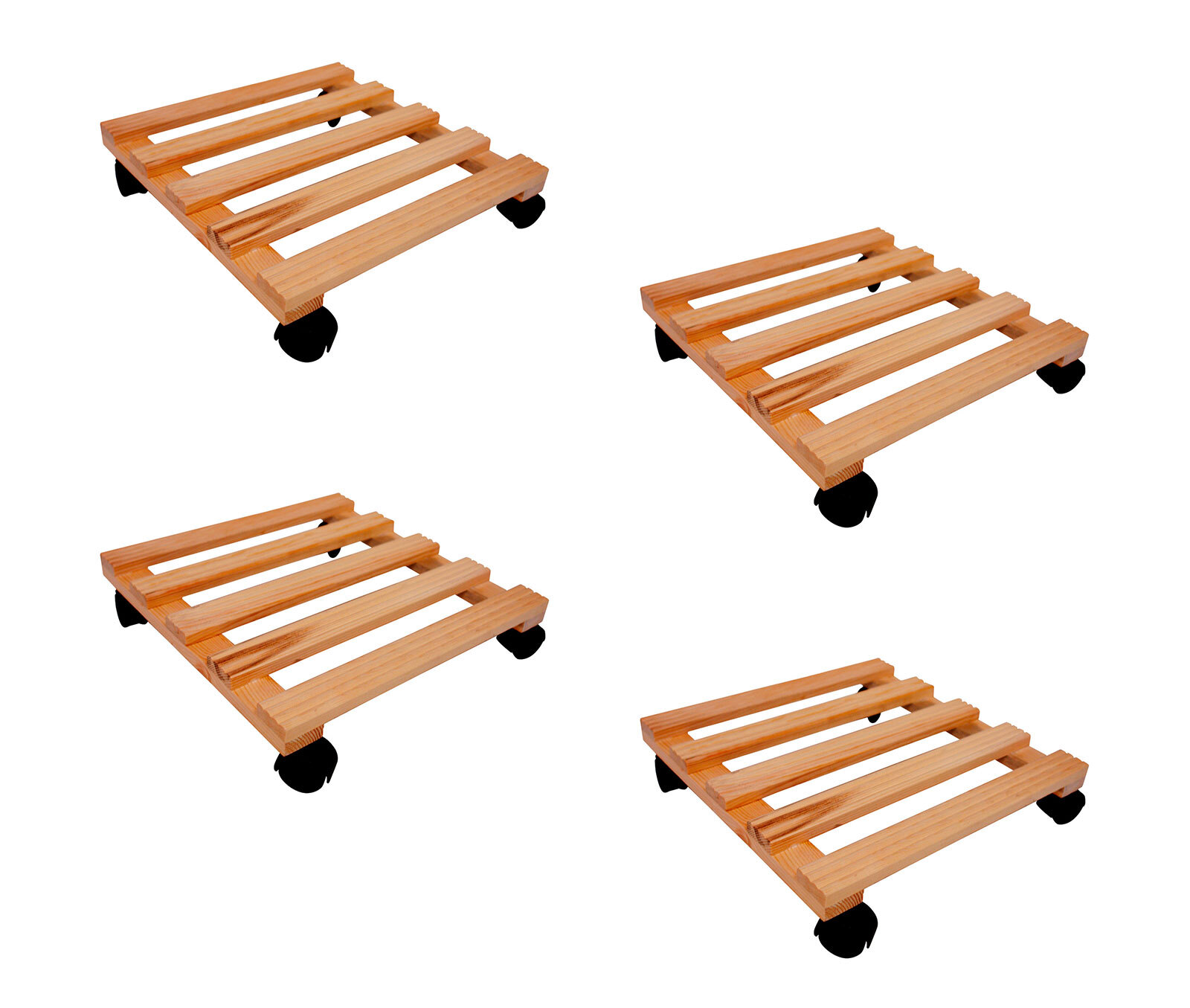 Set 4 x Holz Blumenroller Pflanzenroller Rollbrett 35x35