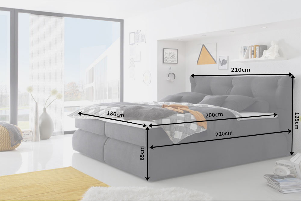 Boxspringbett CLOUD 180x200 Cm Anthrazit Bett Mit Microvelour Bezug