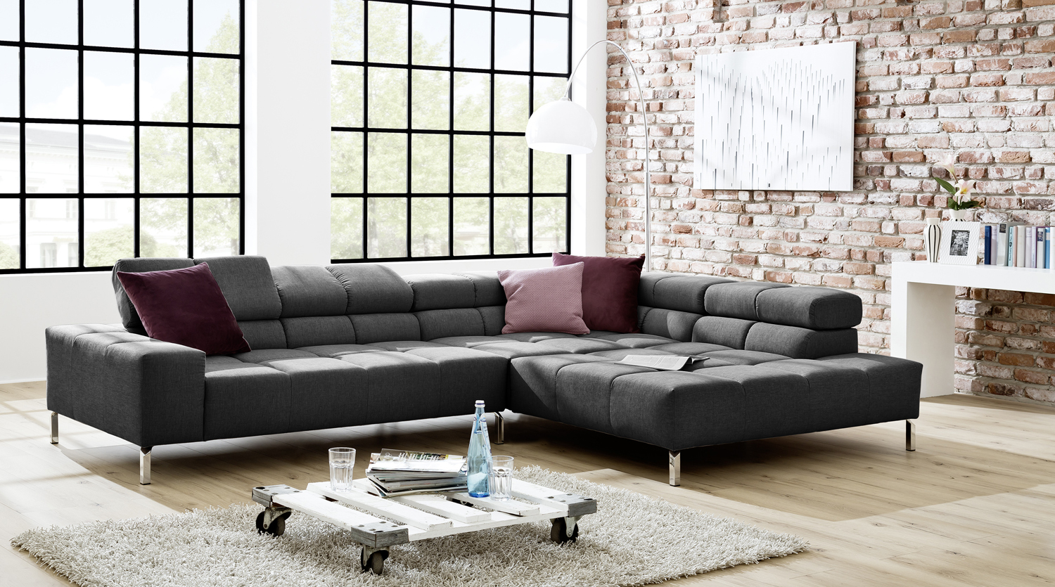 Details Zu Kawola Sofa Nelson Ecksofa Stoff Grau 321x85x216cm Bht